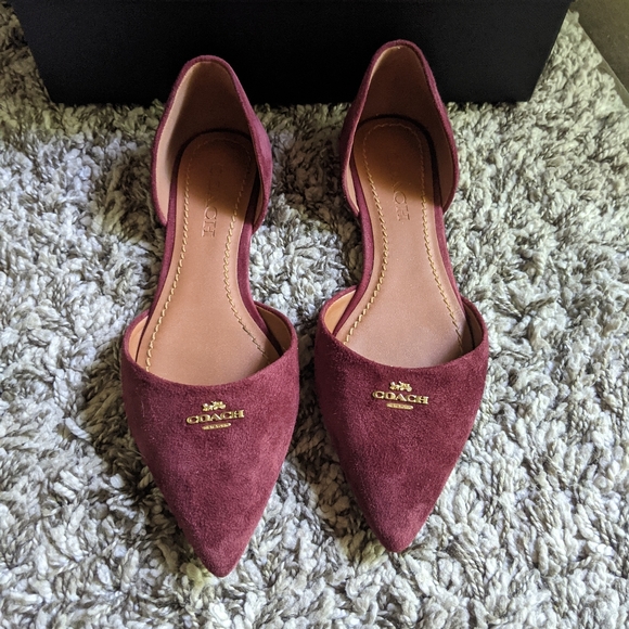 Coach wine suede pointed toe flats - Picture 4 of 10
